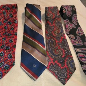 4 Christian Dior men's silk ties